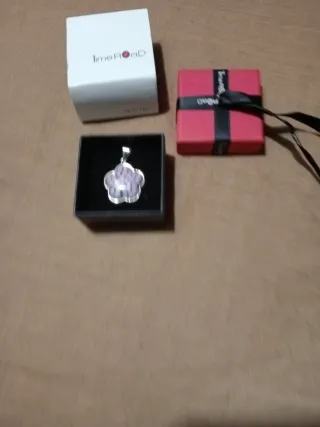 Colgante Time Road Plata Flor Rosa