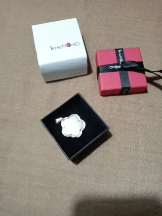 Colgante Time Road Plata Flor Rosa