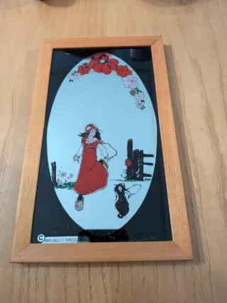 Quadretto specchio con cornice in legno