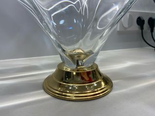 Frutero grande de Cristal con Base Dorada