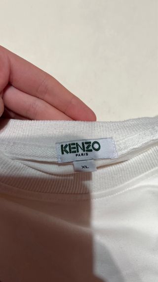 Sudadera Kenzo XL Blanca con Diseño Tigre Plateado