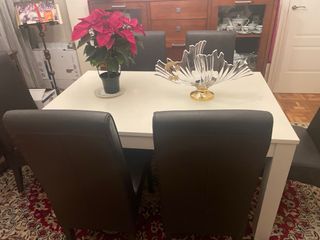 Mesa comedor extensible lacada blanca