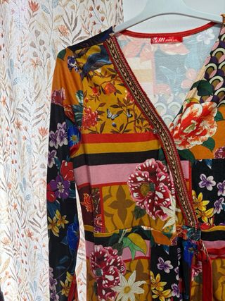 Vestido estampado flores patchwork