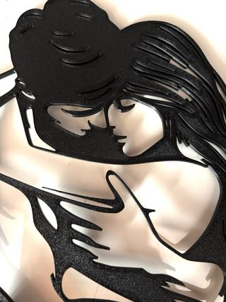 Scultura Coppia Abbracciata 3D PLA Nero