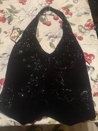 Chaleco fiesta de lentejuelas y ante Talla M de Ma