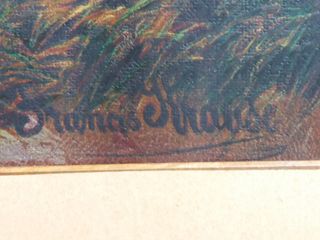 Oleografia paesaggio con castello e barca