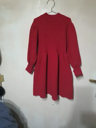 Vestido rojo de punto con mangas abull45