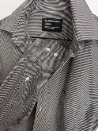 Camisa SELECTED HOMME rayas blanco y negro