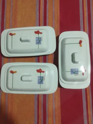 Set 3 Contenitori Porcellana Fiore