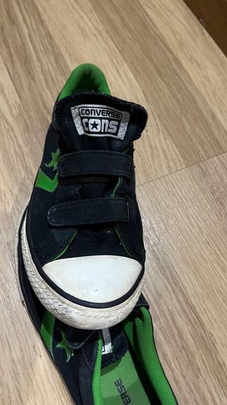Zapatillas Converse niño velcro negro verde