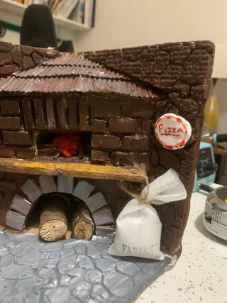 Scenografia presepe pizzeria forno a legna
