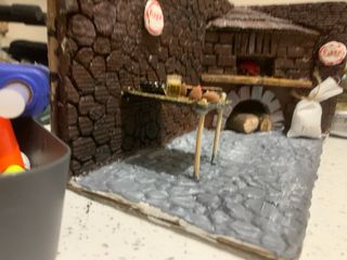 Scenografia presepe pizzeria forno a legna