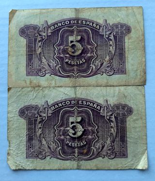 2 Banconote - 5 Pesetas 1935