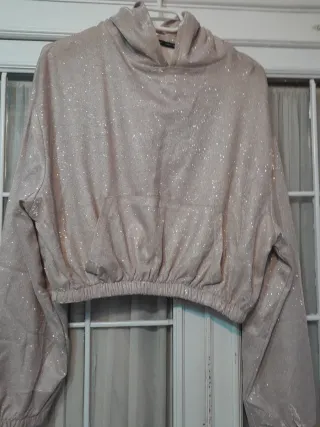 Blusa dorada y rosa con brillos