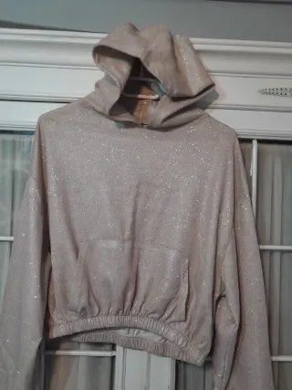 Blusa dorada y rosa con brillos