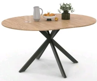 Mesa extensible redonda madera y metal