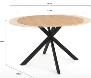 Mesa extensible redonda madera y metal