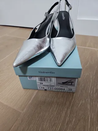 Sandalias Tintoretto plateadas T.38