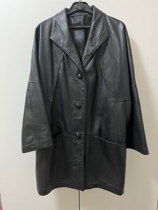 Giacchetta lunga in pelle vintage nera