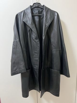 Giacchetta lunga in pelle vintage nera