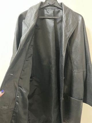 Giacchetta lunga in pelle vintage nera