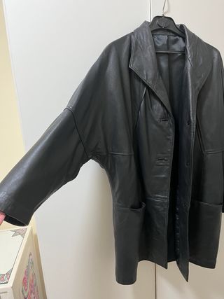 Giacchetta lunga in pelle vintage nera