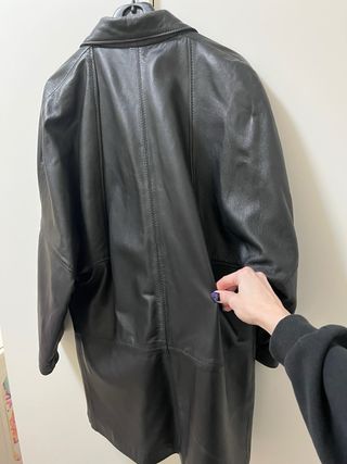 Giacchetta lunga in pelle vintage nera