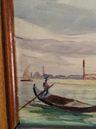 Olio su Ceramica "Paesaggio Lacustre"