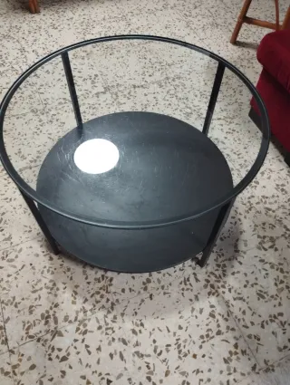 Mesa baja redonda cristal y metal