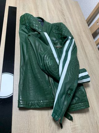 Cazadora Cuero Verde Redskins