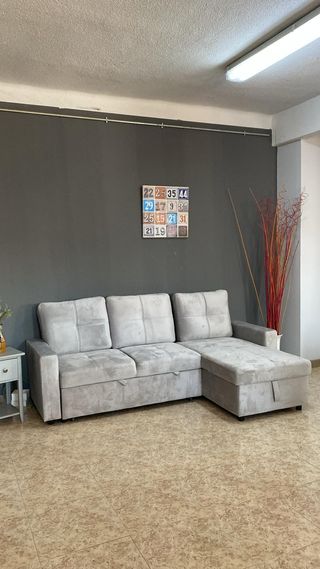 Sofá Cama Gris con Arcón Reversible