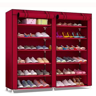 Armadio scarpiera in tessuto con cerniera granata NUOVO