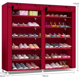 Armadio scarpiera in tessuto con cerniera granata NUOVO