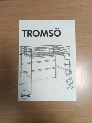 Cama alta metálica IKEA Tromsö blanca
