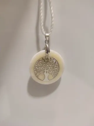 Colgante Árbol de la Vida Beige y Plata