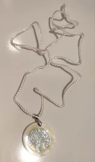 Colgante Árbol de la Vida Beige y Plata