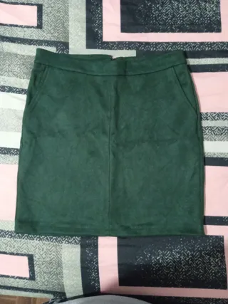 Falda verde oliva terciopelo talla 38