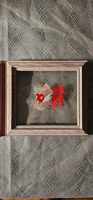 Lote 2 quadri con pesce koi