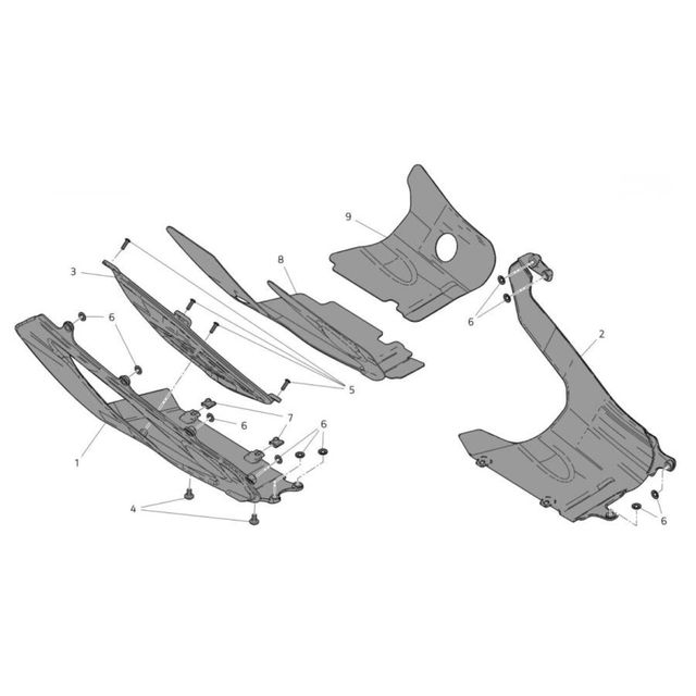 Ducati V4S set carenado inferior escape