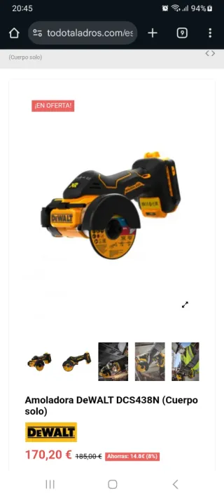 Mini amoladora Dewalt DCS438N-XJ