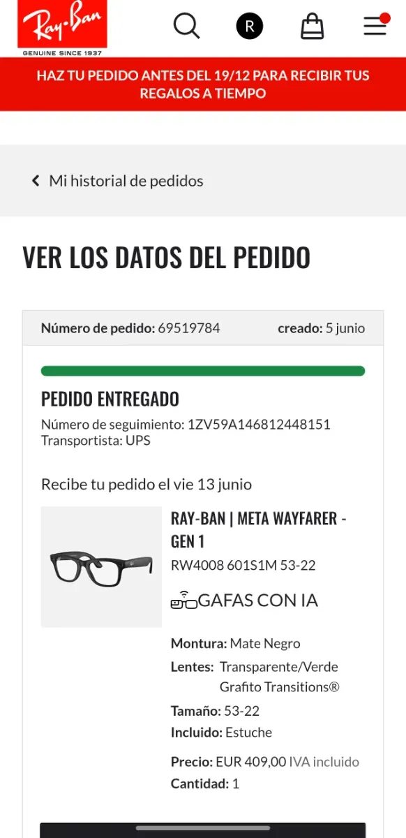 Ray Ban Meta Wayfarer Transitions Gafas