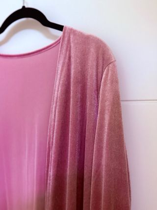 Kimono largo tendencia terciopelo, t. única, rosa