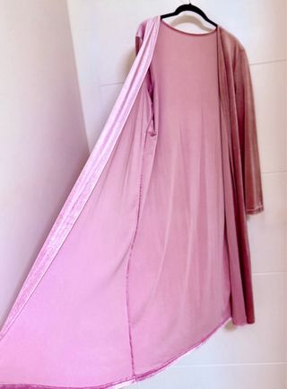 Kimono largo tendencia terciopelo, t. única, rosa