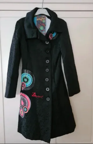 Abrigo Desigual Negro Multicolor
