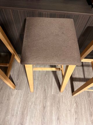 Sgabelli da Cucina in Legno e Tessuto Marrone