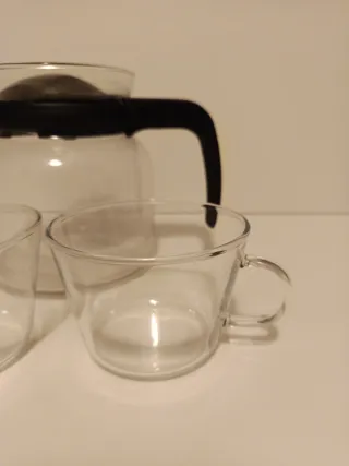 Teiera/caffettiera e 2 tazze in borosilicato