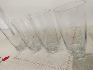 Set 6 Vasos Cristal y Hielera