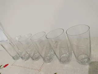 Set 6 Vasos Cristal y Hielera