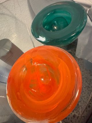 2 Cristales Decorativos Naranja y verde