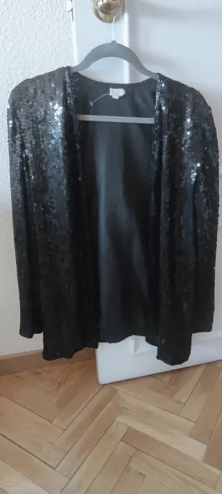 Chaqueta Lentejuelas Negra Talla L.